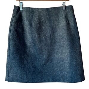 Ilyse Hart Skirt 100% Wool Grey Women's Size 12 90s VTG Corporate Chic Academia